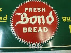 Original 38 Embossed Tin Bond Bread Vintage Grocery Store Sign Nice