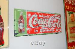 Original Antique 1908 Coca Cola Tin Sign, Vintage Coke Advertising, Paper Label