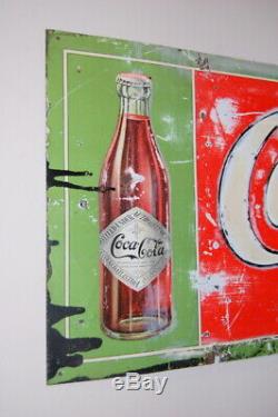 Original Antique 1908 Coca Cola Tin Sign, Vintage Coke Advertising, Paper Label