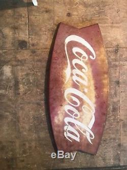 Original Antique 1950s Coca Cola Tin Metal Sign, Vintage Coke Advertising