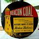 Original Beacon Coal Metal Tin Sign Vintage Lighthouse 14 Dia