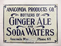 Original Old Sign Ginger Ale Soda Water Antique Tin Metal Vintage Soda Pop Cola