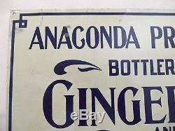 Original Old Sign Ginger Ale Soda Water Antique Tin Metal Vintage Soda Pop Cola