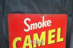 Original Smoke Camel Cigarettes Sign Tin Litho NOS Vintage Tobacco Tacker