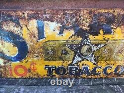 Original Star Tobacco Sign Vintage Metal 12x23 1/2 Antique Sign Tin Tacker Old