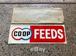 Original Tin Old NOS CO OP Feeds Farm Embossed Metal Sign Gas oil Vintage
