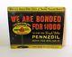 Original Vintage 1930s Pennzoil Bonded Dealer Double-sided Tin Metal Sign