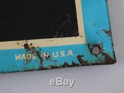 Original Vintage 1940's Hires Soda Pop Embossed Menu Board Tin Sign Very Nice