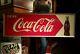 Original Vintage 1950s Coca-cola Fishtail Bottle Tin Sign Soda Pop Drink Girl