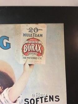 Original Vintage Borax is King 20 Mule Team Dry Soap Tin Sign 34 X 24