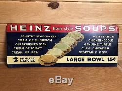 Original Vintage Heinz Soup Early Advertising Tin Litho Sign Rare