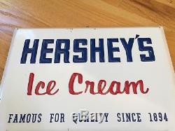 Original Vintage Hersheys Ice Cream Embossed Tin Advertising Menu Sign Complete