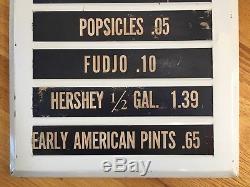 Original Vintage Hersheys Ice Cream Embossed Tin Advertising Menu Sign Complete