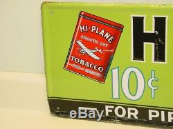 Original Vintage Hi Plane Tobacco Tin Metal Advertising Sign, Nice