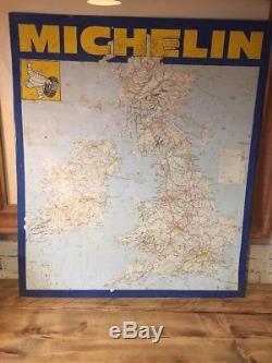 Original Vintage Michelin Metal Tin UK Road Map Garage Sign Retro