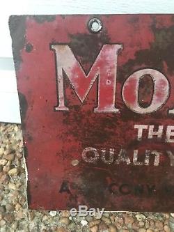Original Vintage MobilOil Store Gas Oil Advertising Shop Double Sided Tin Sign