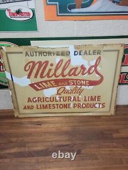 Original Vintage NOS 20 x 14 MILLARD'S Lime & Stone Tin Sign Quarry Annville Pa
