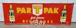 Original Vintage Nehi Par-T-Pak Embossed Self Framed Tin Tacker Soda Sign c1950s