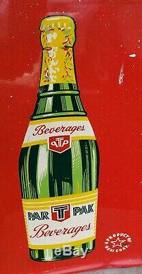 Original Vintage Nehi Par-T-Pak Embossed Self Framed Tin Tacker Soda Sign c1950s