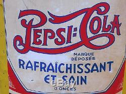 Original Vintage Pepsi Cola 5 Cents Double Dot 48x16 Tin Sign 1930's Self Framed