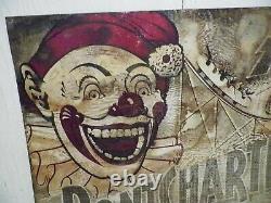 Original Vintage Ponchartrain Beach tin sign 1930s Amusement Park Carnival Clown