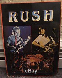 Original Vintage Rush Tin Sign 1982 Antique Poster Geddy Lee Neil Peart Lifeson