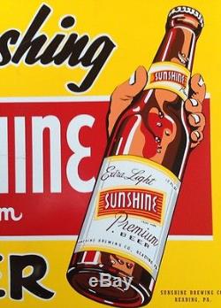 Original Vintage Sunshine Brewing Co. Tin Beer Advertising Sign Reading PA 27x21