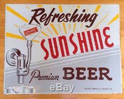 Original Vintage Sunshine Brewing Co. Tin Beer Advertising Sign Reading Pa