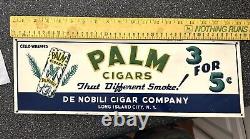 Original Vintage Tin Embossed Palm Cigars Sign (NY). 19 X 6.5