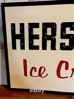Original Vintage c. 1950s-1960s Hershey Ice Cream Farm Cow Milk Dairy Tin Sign