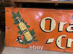 Original Vtg 1937 Orange Crush Tin Metal Embossed Soda Pop Sign 18 By 48 Rare