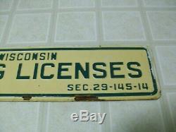 Original WISCONSIN FISHING LICENSE Agent 2 sided sport Shop tin sign DNR hunting
