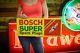 Original Vintage Tin Sign Metal Sign Bosch Super Gas Oil Auto Spark Plugs Rare