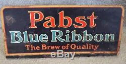 PABST BLUE RIBBON TIN LITHOGRAPH BARBACK SIGN VINTAGE 1930s RARE MILWAUKEE WI