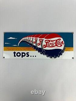 Pepsi Cola Tops Premium Embossed Metal Sign Ande Rooney Vintage Style Bottle Cap