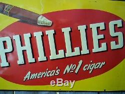 Phillies Cigar Sign Vintage Advertising Sign Origional Vintage Tin Tobacco Sign