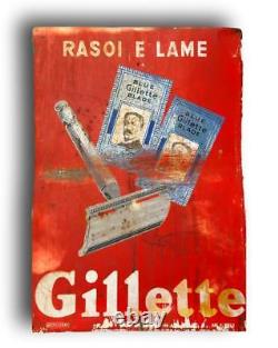 Plaque Sign Advertising Tin Gillette 1950 Metalgraf Advert Vintage