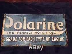 Polarine Motor Oil Tin Sign Not Porcelain 1920-30's rare vintage collectible