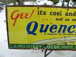 Quencho Vintage Soda Beverage Cocoa Tin Sign Rare