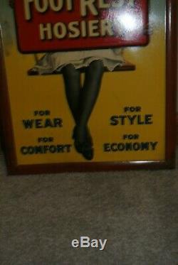 RARELY SEEN Authentic Vintage Antique Tin Litho Sign FOOT REST HOSIERY