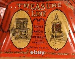 RARE 1910's VINTAGE TREASURE LINE STOVES & RANGES RED TIN LITHO DUSTPAN