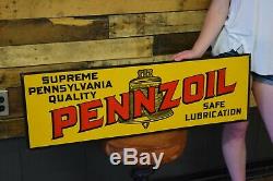 RARE 1930s Vintage PENNZOIL MOTOR OIL Old Gas Station Tin tacker Sign CLEAN