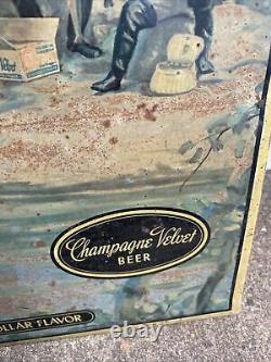 RARE 1950's Vintage Champagne Velvet Beer tin sign Terre Haute Brewing Co
