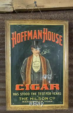 RARE ANTIQUE VTG Ca 1900S HOFFMAN HOUSE CIGAR TIN LITHOGRAPH ADVERTISING SIGN