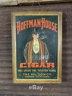 RARE ANTIQUE VTG Ca 1900S HOFFMAN HOUSE CIGAR TIN LITHOGRAPH ADVERTISING SIGN