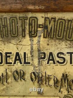 RARE! HIGGINS PHOTO MOUNTER Vintage Antique Camera Store Tin Advertising Sign