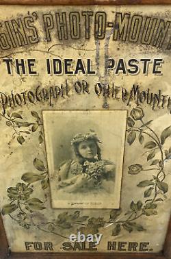 RARE! HIGGINS PHOTO MOUNTER Vintage Antique Camera Store Tin Advertising Sign