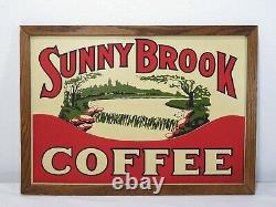 RARE ORIGINAL Vintage SUNNY BROOK COFFEE METAL SIGN Cafe Art Advertising Tin