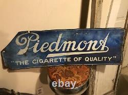 RARE Piedmont Cigarette / Tobacco Vintage Tin Sign Early 1900's Fair Condition