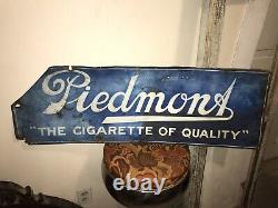RARE Piedmont Cigarette / Tobacco Vintage Tin Sign Early 1900's Fair Condition